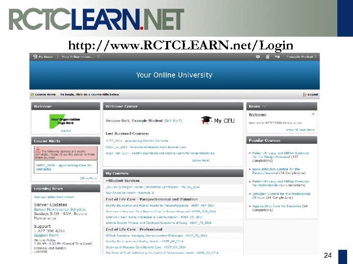 http: //www. RCTCLEARN. net/Login 24 