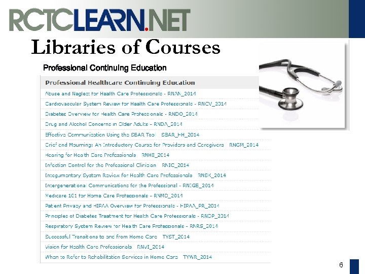 Libraries of Courses Professional Continuing Education 6 