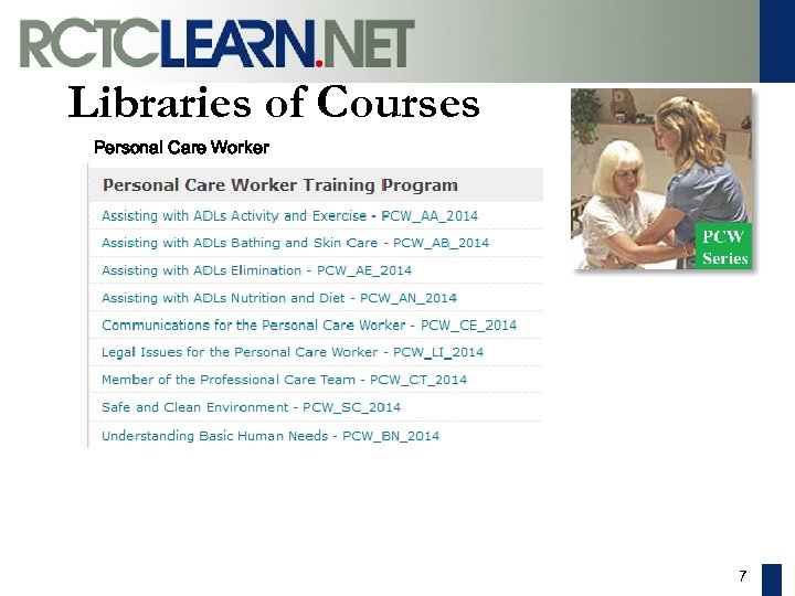 Libraries of Courses Personal Care Worker 7 