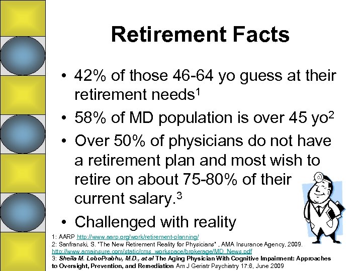 Retirement Facts • 42% of those 46 -64 yo guess at their retirement needs