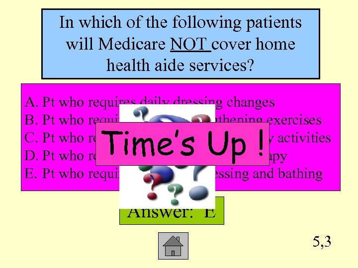 In which of the following patients will Medicare NOT cover home health aide services?