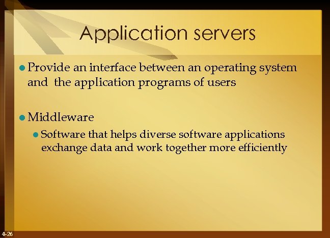 Application servers l Provide an interface between an operating system and the application programs