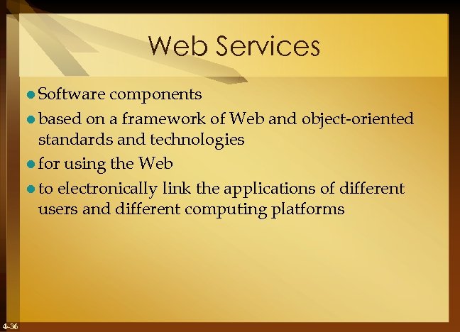 Web Services l Software components l based on a framework of Web and object-oriented