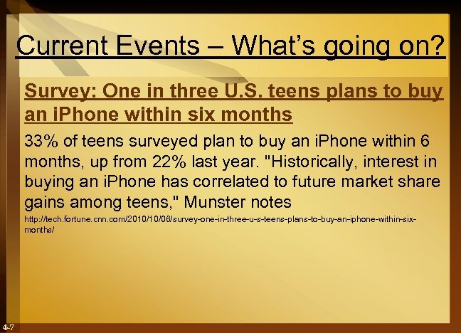 Current Events – What’s going on? Survey: One in three U. S. teens plans