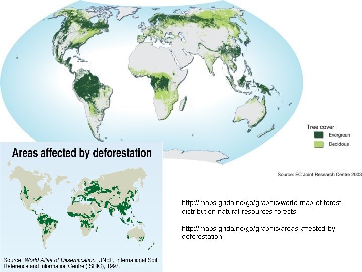 http: //maps. grida. no/go/graphic/world-map-of-forestdistribution-natural-resources-forests http: //maps. grida. no/go/graphic/areas-affected-bydeforestation 