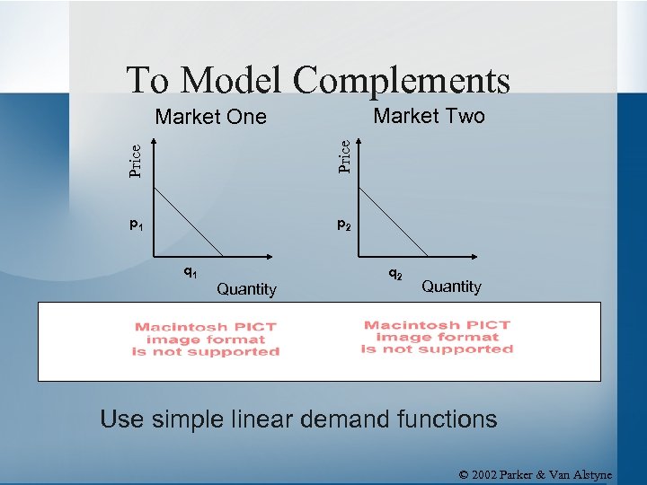 To Model Complements Market Two Price Market One p 1 p 2 q 1