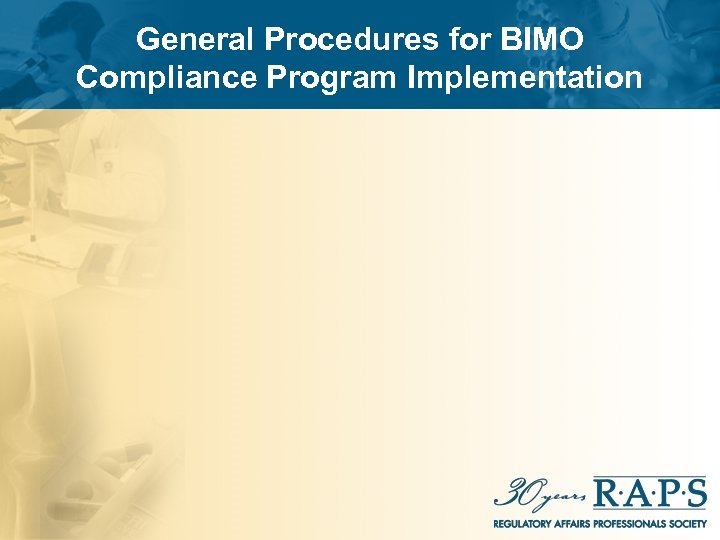 General Procedures for BIMO Compliance Program Implementation 