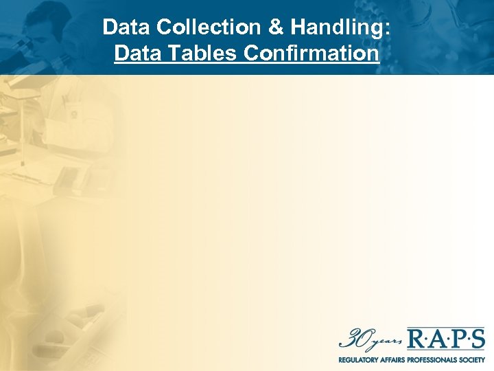 Data Collection & Handling: Data Tables Confirmation 