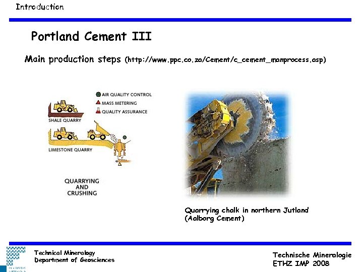 Introduction Portland Cement III Main production steps (http: //www. ppc. co. za/Cement/c_cement_manprocess. asp) Quarrying