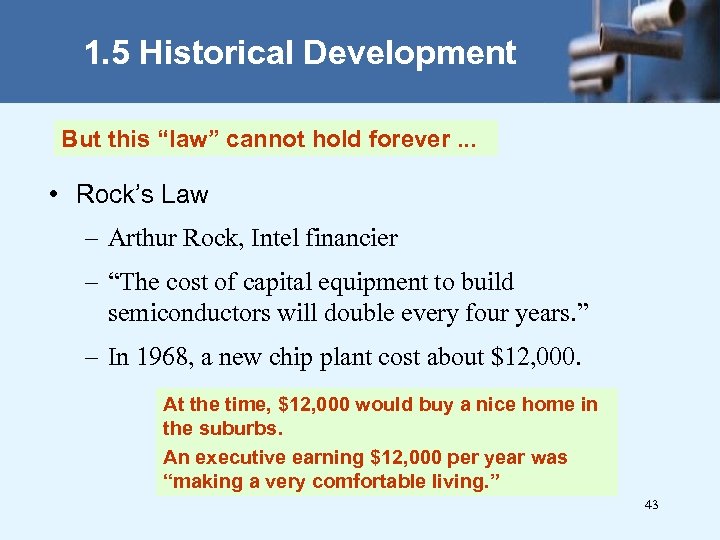 1. 5 Historical Development But this “law” cannot hold forever. . . • Rock’s