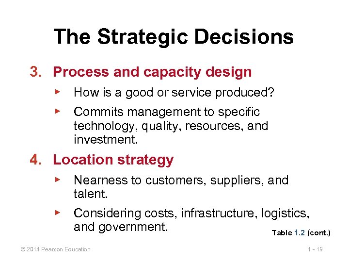 The Strategic Decisions 3. Process and capacity design ▶ How is a good or