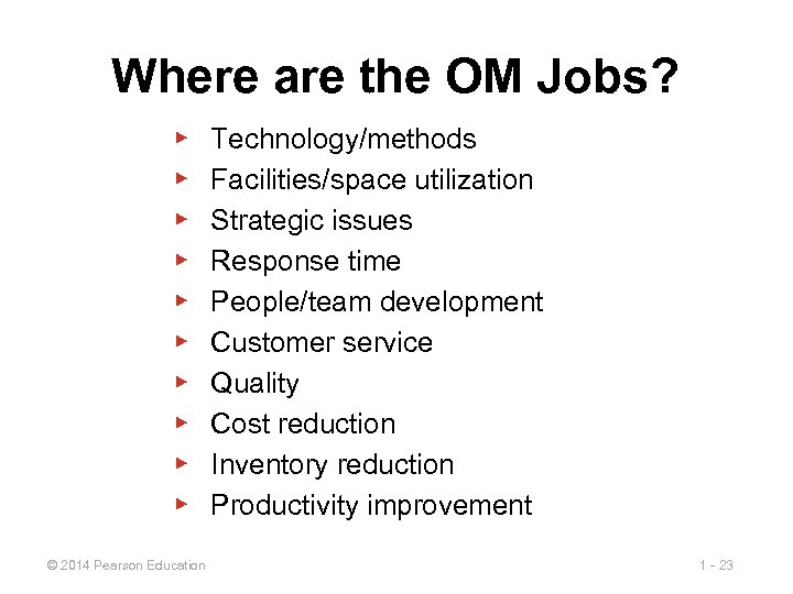 Where are the OM Jobs? ▶ ▶ ▶ ▶ ▶ © 2014 Pearson Education
