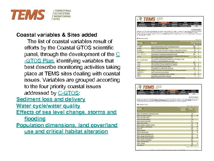 Coastal variables & Sites added The list of coastal variables result of efforts by