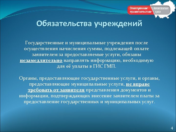 Обязательства учреждений Государственные и муниципальные учреждения после осуществления начисления суммы, подлежащей оплате заявителем за