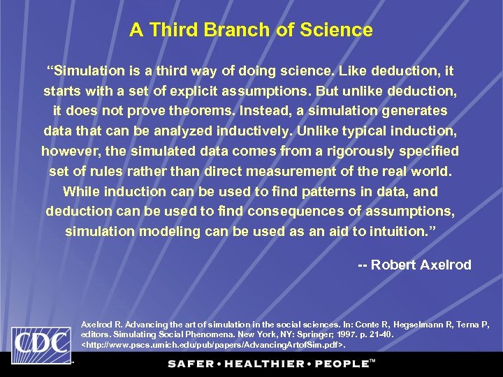 A Third Branch of Science “Simulation is a third way of doing science. Like