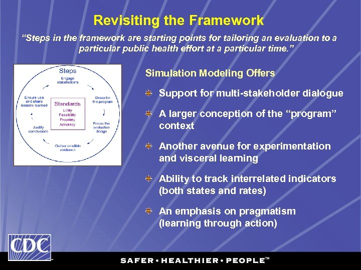 Revisiting the Framework “Steps in the framework are starting points for tailoring an evaluation