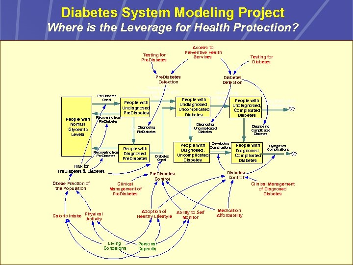 Diabetes System Modeling Project Where is the Leverage for Health Protection? Testing for Pre.