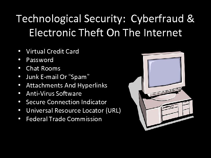 Technological Security: Cyberfraud & Electronic Theft On The Internet • • • Virtual Credit