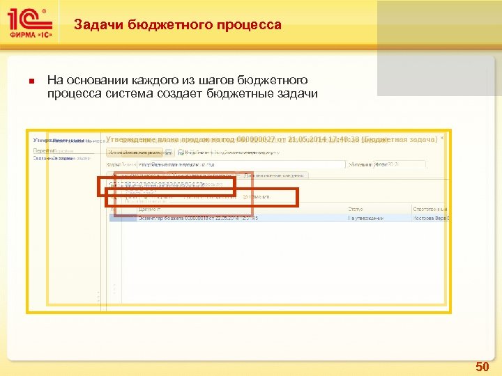 Задачи бюджетного процесса На основании каждого из шагов бюджетного процесса система создает бюджетные задачи