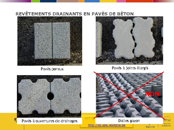 REVÊTEMENTS DRAINANTS EN PAVÉS DE BÉTON Pavés poreux Pavés à joints élargis NON Pavés