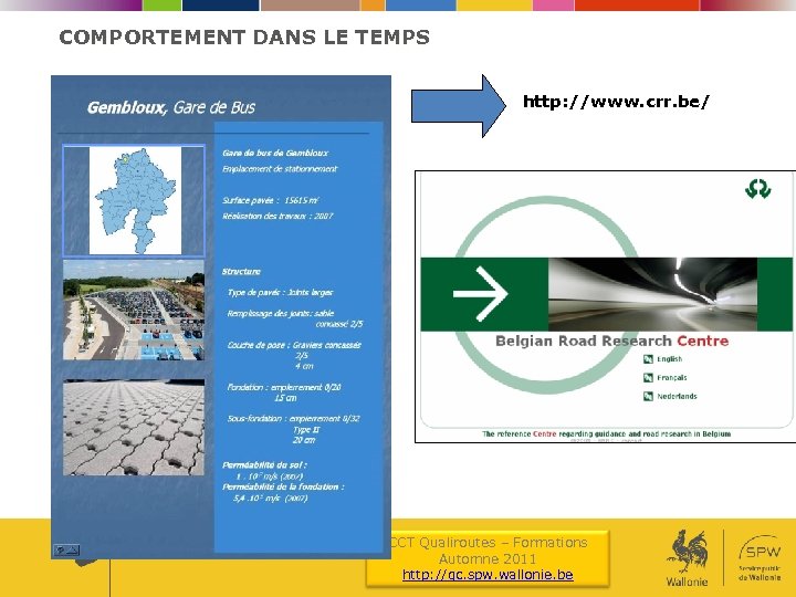 COMPORTEMENT DANS LE TEMPS http: //www. crr. be/ www. brrc. be CCT Qualiroutes –