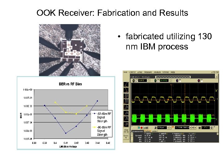 OOK Receiver: Fabrication and Results • fabricated utilizing 130 nm IBM process 
