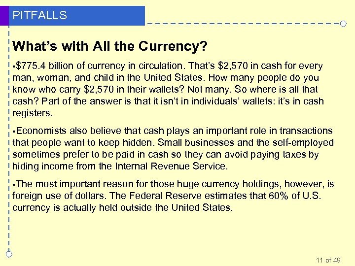 PITFALLS What’s with All the Currency? §$775. 4 billion of currency in circulation. That’s