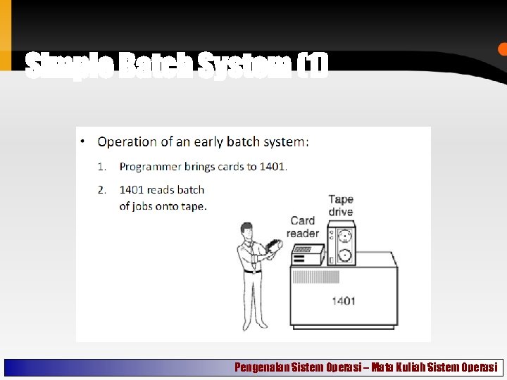 Simple Batch System (1) Pengenalan Sistem Operasi – Mata Kuliah Sistem Operasi 