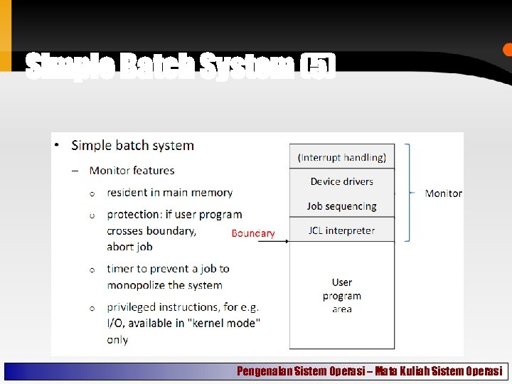 Simple Batch System (5) Pengenalan Sistem Operasi – Mata Kuliah Sistem Operasi 