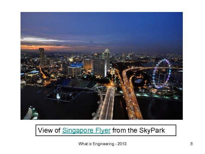 View of Singapore Flyer from the Sky. Park What is Engineering - 2013 5
