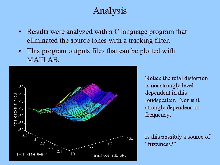 Analysis • Results were analyzed with a C language program that eliminated the source