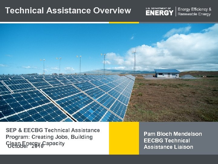 Technical Assistance Overview SEP EECBG Technical Assistance