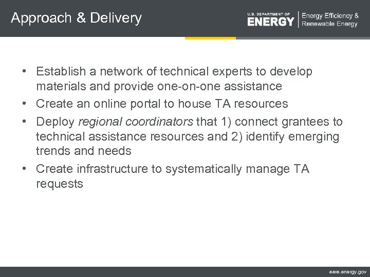 Approach & Delivery • Establish a network of technical experts to develop materials and