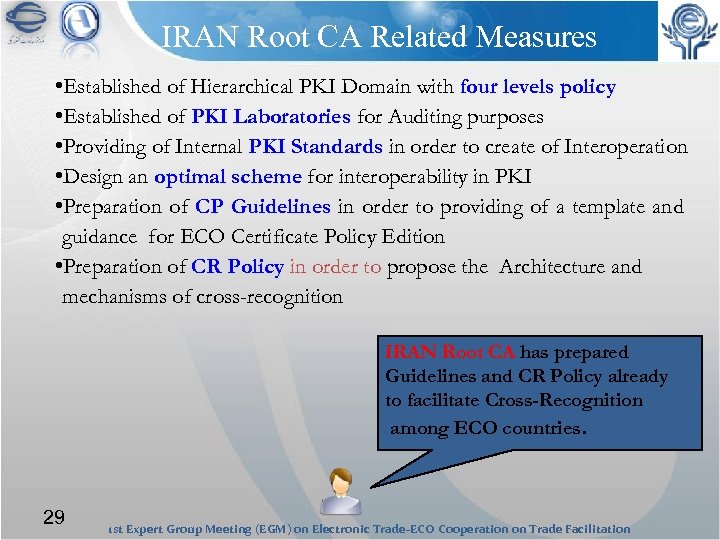 IRAN Root CA Related Measures • Established of Hierarchical PKI Domain with four levels