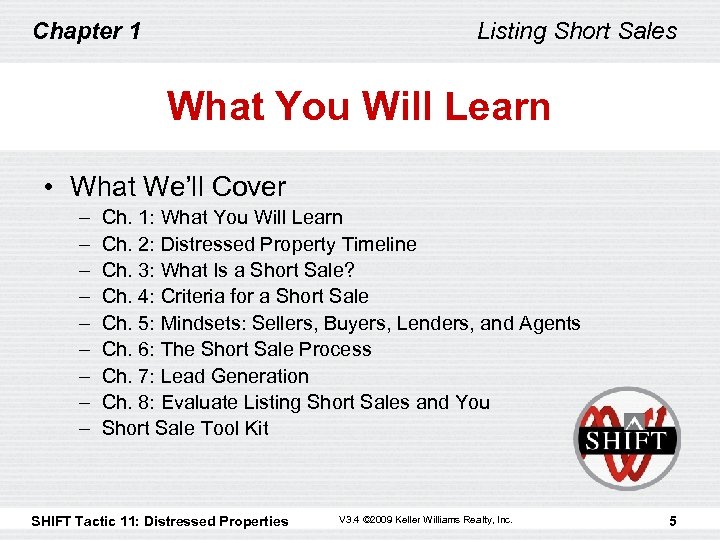 Chapter 1 Listing Short Sales What You Will Learn • What We’ll Cover –