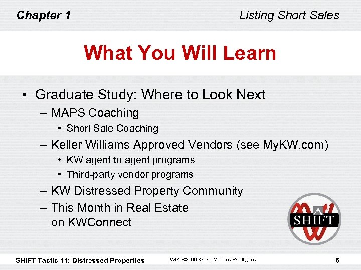 Chapter 1 Listing Short Sales What You Will Learn • Graduate Study: Where to