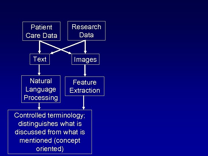 Patient Care Data Research Data Text Images Natural Language Processing Feature Extraction Controlled terminology;