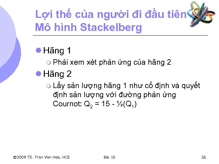 Lợi thế của người đi đầu tiên – Mô hình Stackelberg l Hãng 1