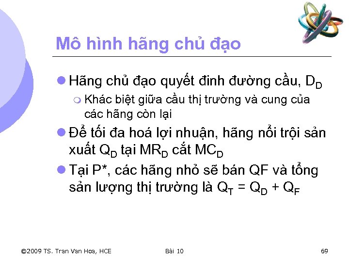 Mô hình hãng chủ đạo l Hãng chủ đạo quyết đinh đường cầu, DD