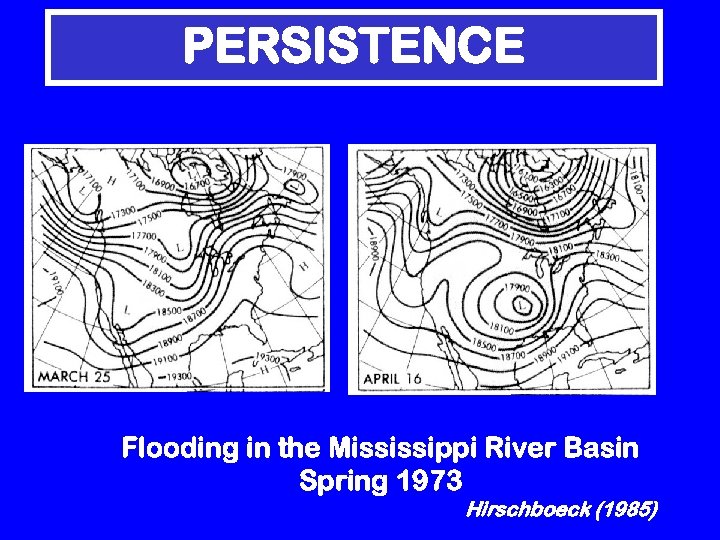 PERSISTENCE Flooding in the Mississippi River Basin Spring 1973 Hirschboeck (1985) 