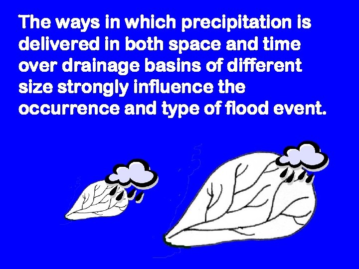 The ways in which precipitation is delivered in both space and time over drainage