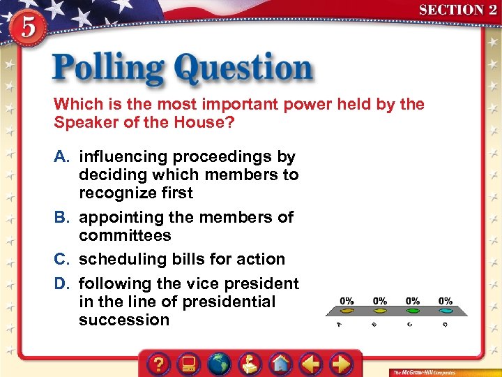 Which is the most important power held by the Speaker of the House? A.