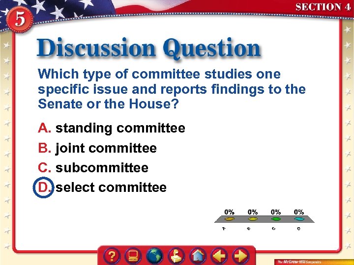 Which type of committee studies one specific issue and reports findings to the Senate