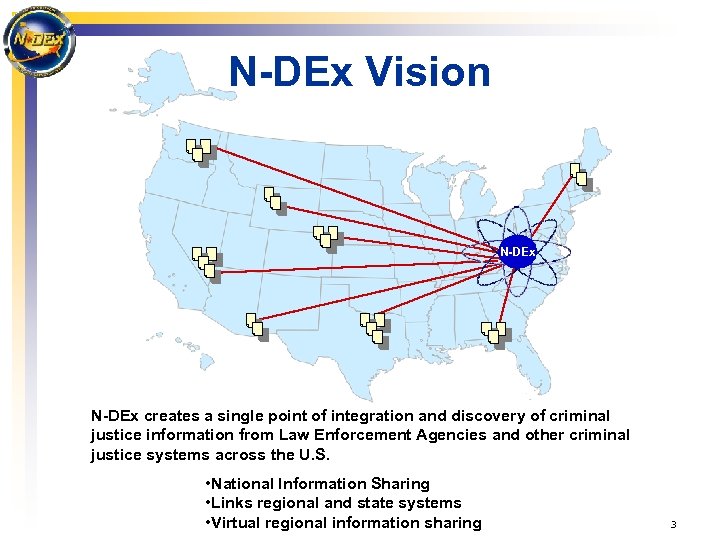 N-DEx Vision N-DEx creates a single point of integration and discovery of criminal justice