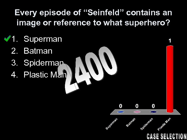 Every episode of “Seinfeld” contains an image or reference to what superhero? 1. 2.