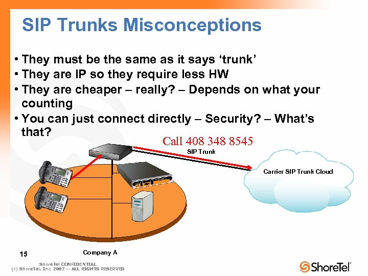 SIP Trunks Misconceptions • They must be the same as it says ‘trunk’ •