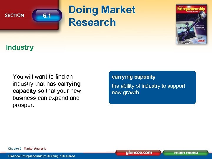 SECTION 6. 1 Doing Market Research Industry You will want to find an industry