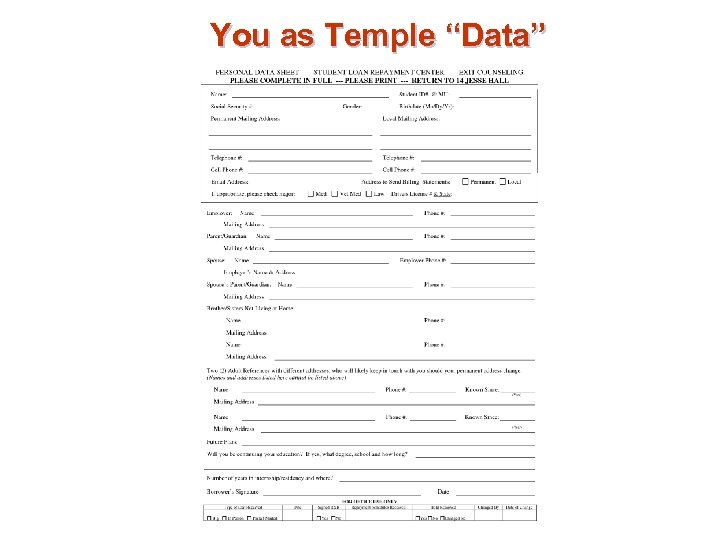 You as Temple “Data” 