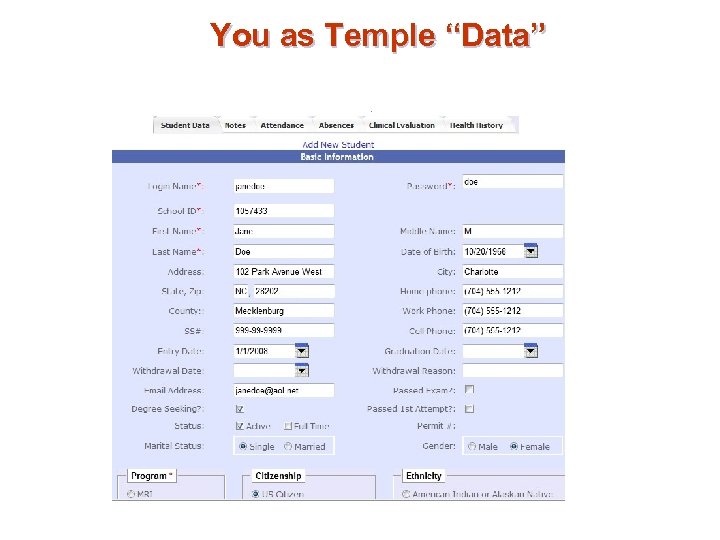 You as Temple “Data” 