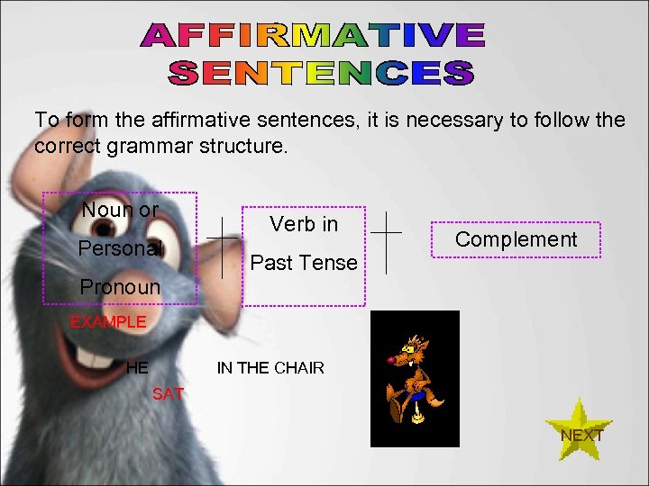 To form the affirmative sentences, it is necessary to follow the correct grammar structure.